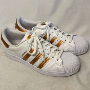 Adidas Superstar Sneakers Shoes 'White Copper Metallic' Women Size 11